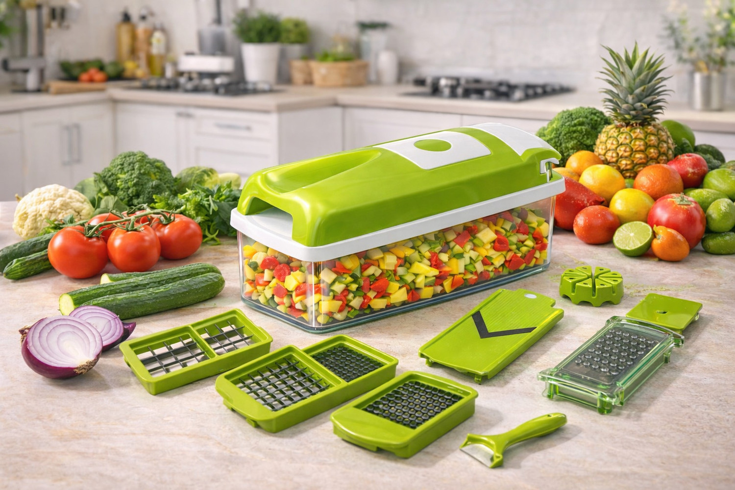 Image of Viraan New 13 In 1 Multifunction Vegetable Cutter Food Slicer Dicer Nicer Vegetable Fruit Peeler Chopper Cutter Carrot Cheese Grater Vegetable & Fruit Chopper