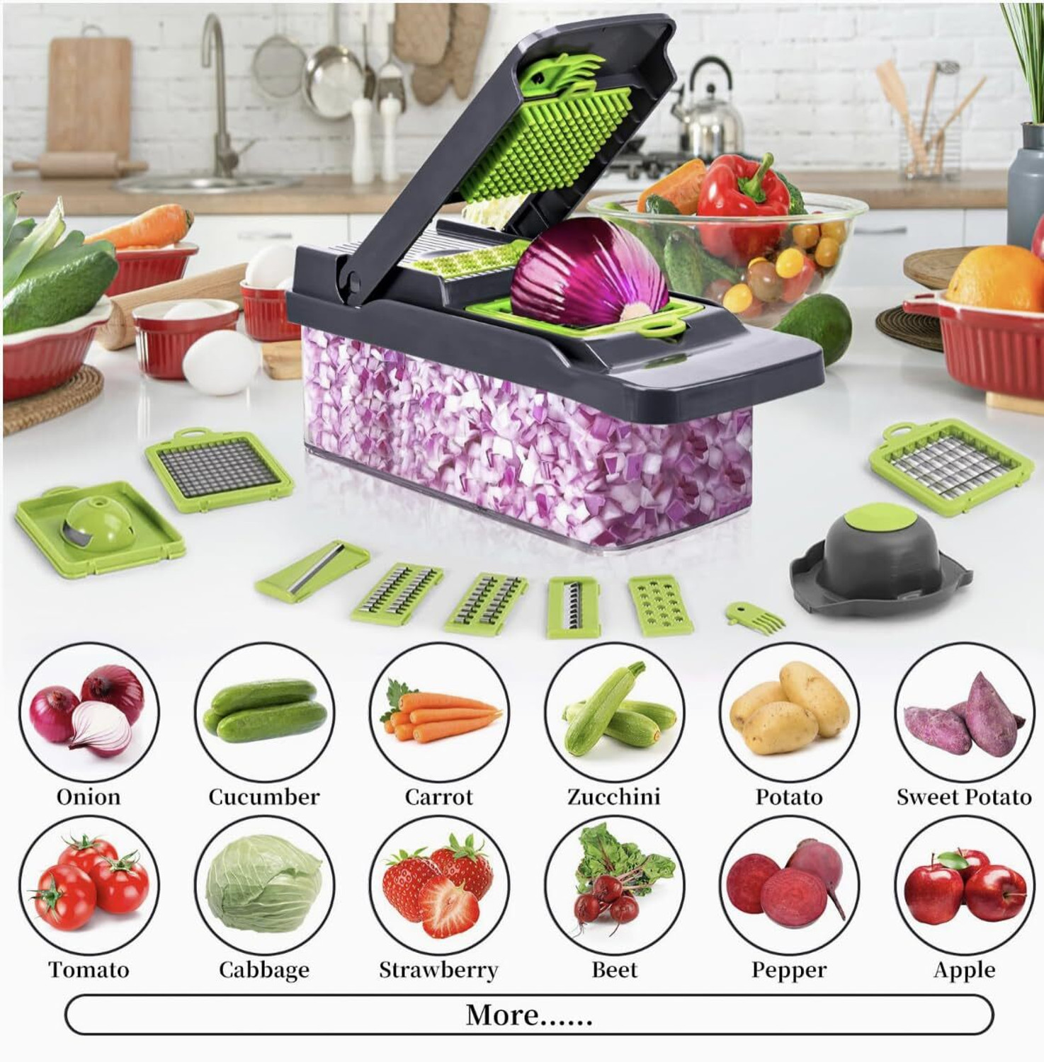 Image of choppering by N /A Homeglame Vegetable Chopper, Onion Chopper 14 in 1 Multifunctional Food Chopper Vegetable & Fruit Chopper