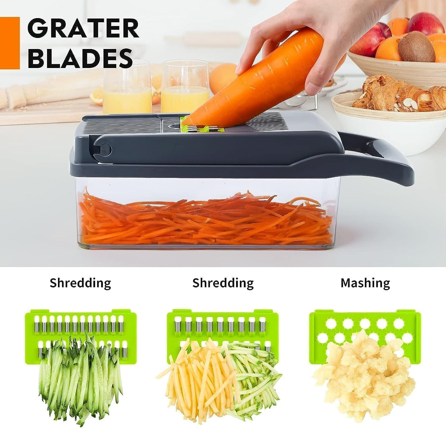 Image of CUFLLYEE by NA 14 in 1 Multipurpose Chopper, Fruits & Vegetable Cutters, Grater Peeler Chipser Vegetable & Fruit Chopper