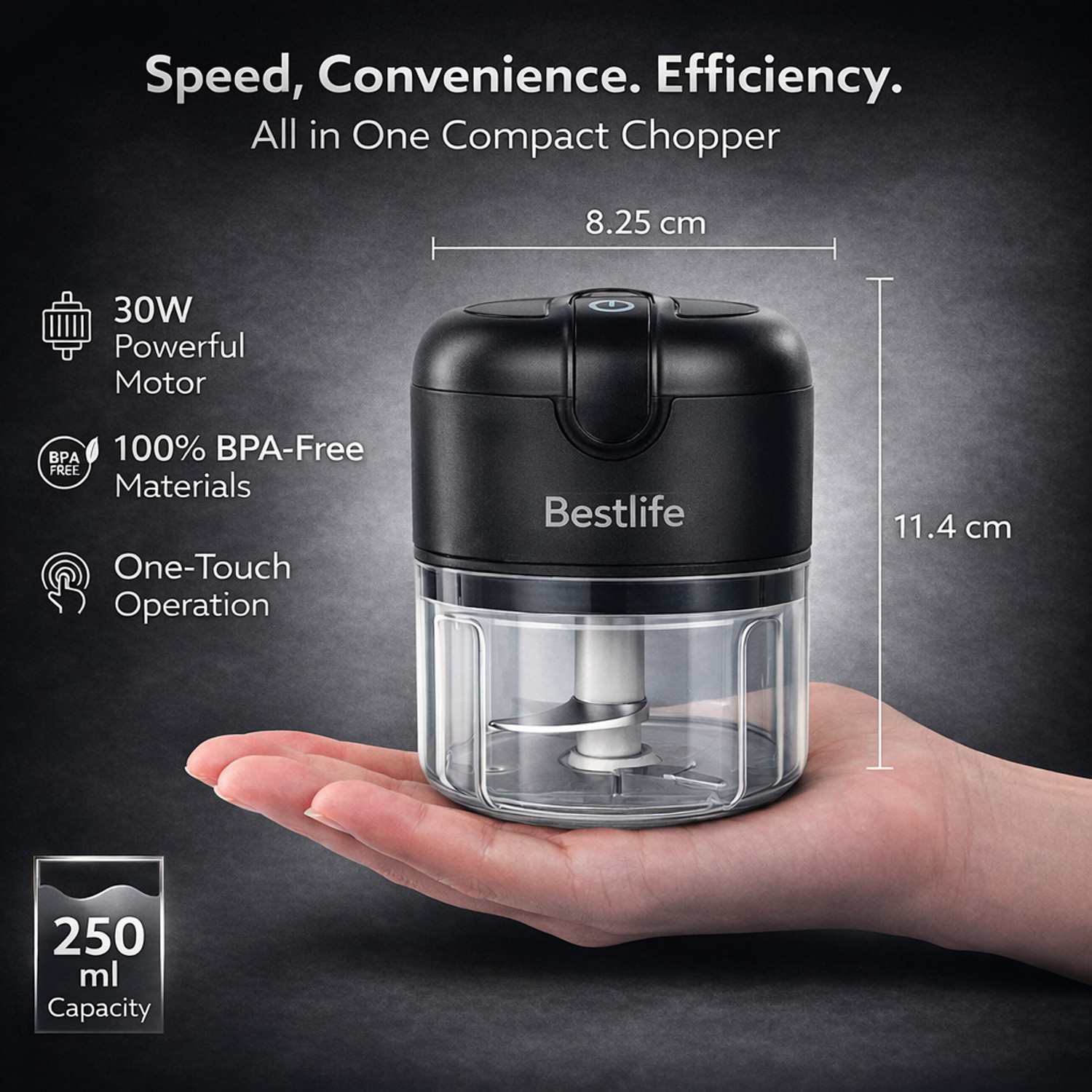 Image of Bestlife 250ml Rechargeable Mini Electric Chopper for Daily Kitchen Use Electric Vegetable & Fruit Chopper