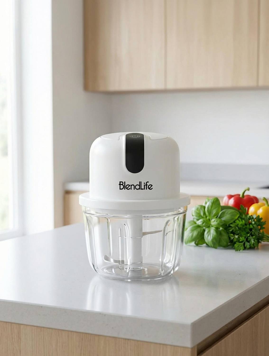 BlendLife Mini Electric Chopper Effortless One-Touch Operation & 350ml Capacity Electric Vegetable & Fruit Chopper