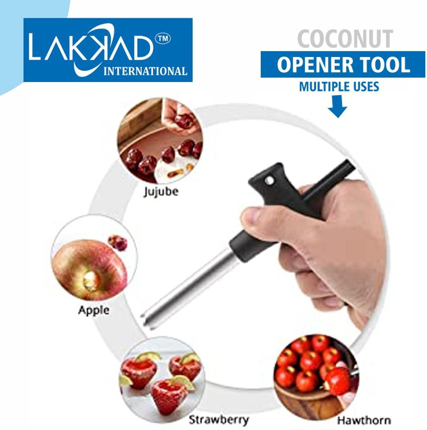 Image of LAKKAD INTERNATIONAL Coconut Opener Tool , Easy & Convenient Straw Hole Maker for Young Fresh Water Juice Coconut Scraper