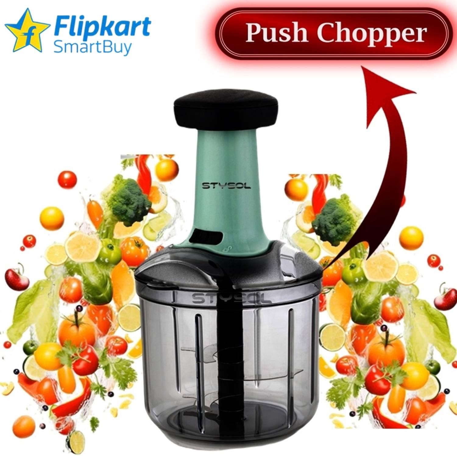 Flipkart SmartBuy by Stysol Push Chopper and Grater Vegetable & Fruit Chopper — Knives & Chopping Tools