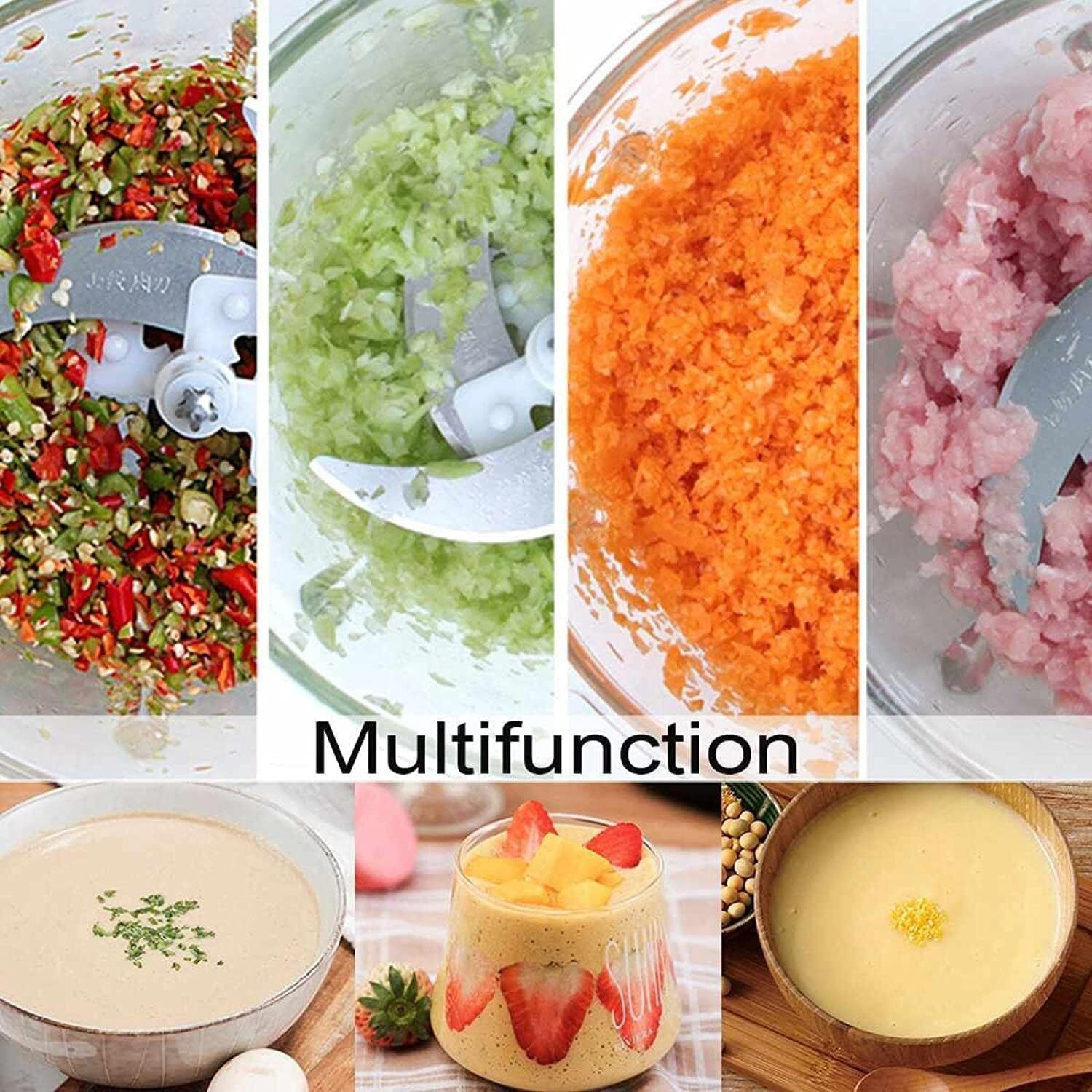 Image of BBD Kitchen Shop 2L Stainless Steel Electric Chopper & Meat Grinder Electric Vegetable & Fruit Chopper