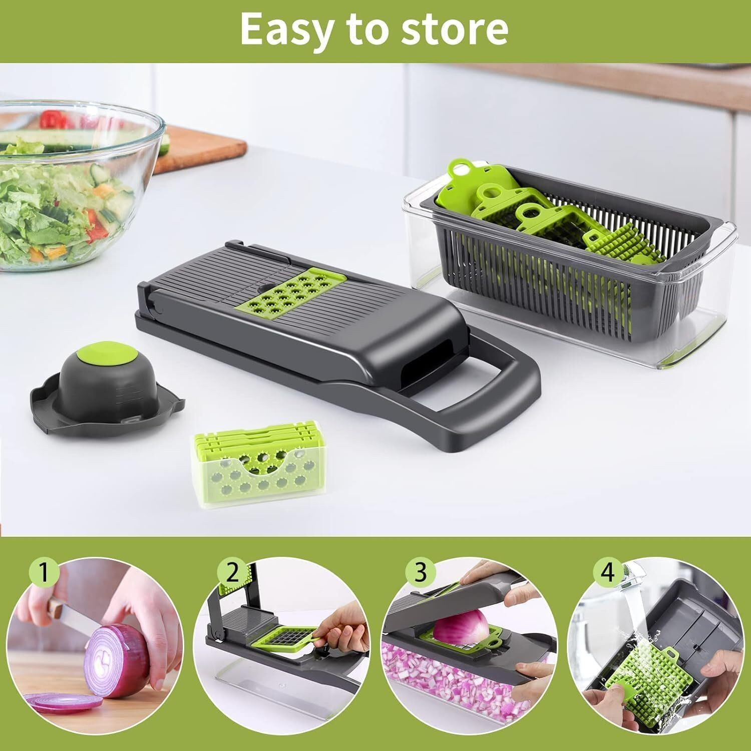 Image of prajya by PRAJYA Vegetable Chopper for Kitchen | 14-in-1 Multifunctional Fruit & Vegetable Cutter Vegetable & Fruit Chopper