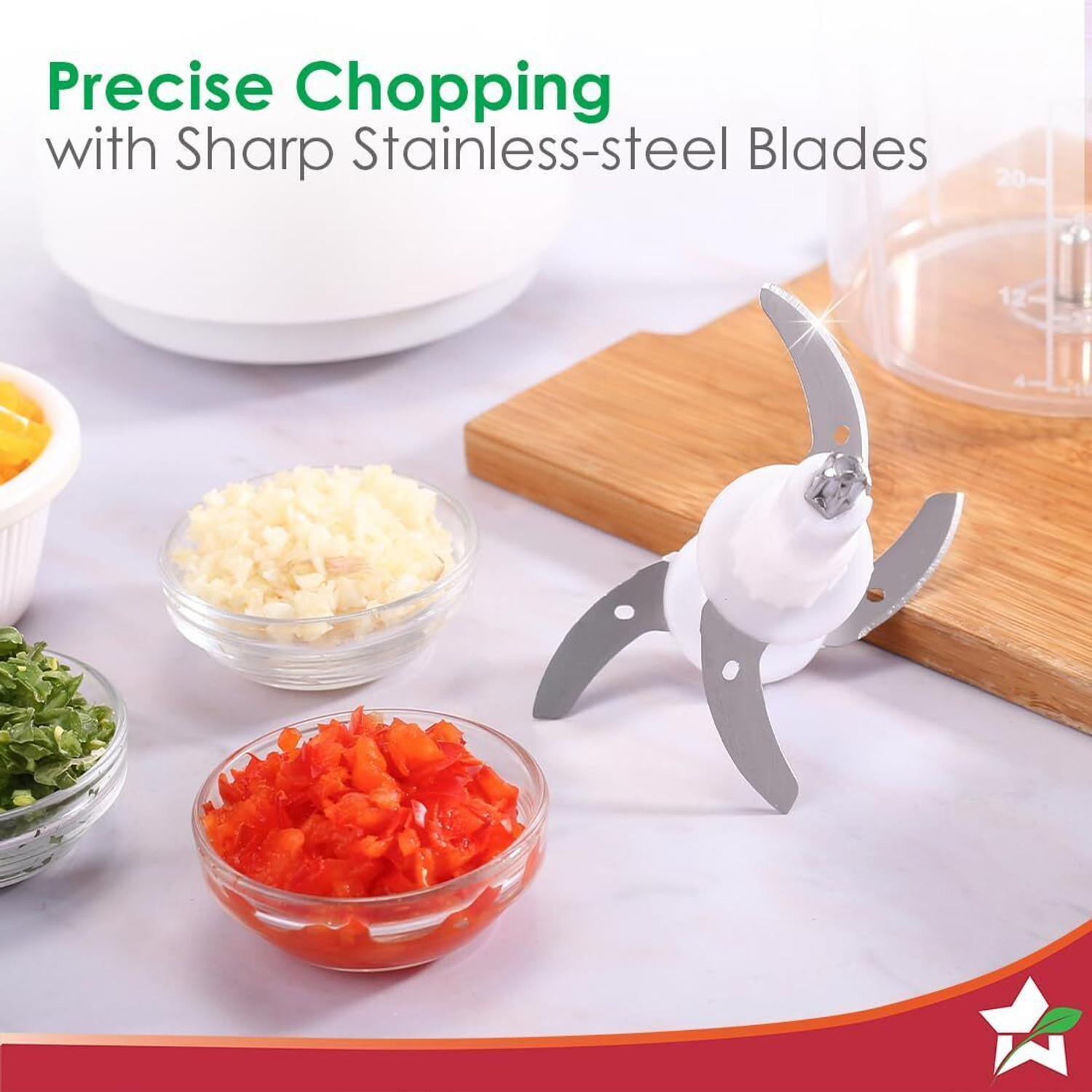 Image of Drasert by Drasert Electric Mini Food Chopper Grinder 700ml 4 Stainless Steel Blades Electric Vegetable & Fruit Chopper