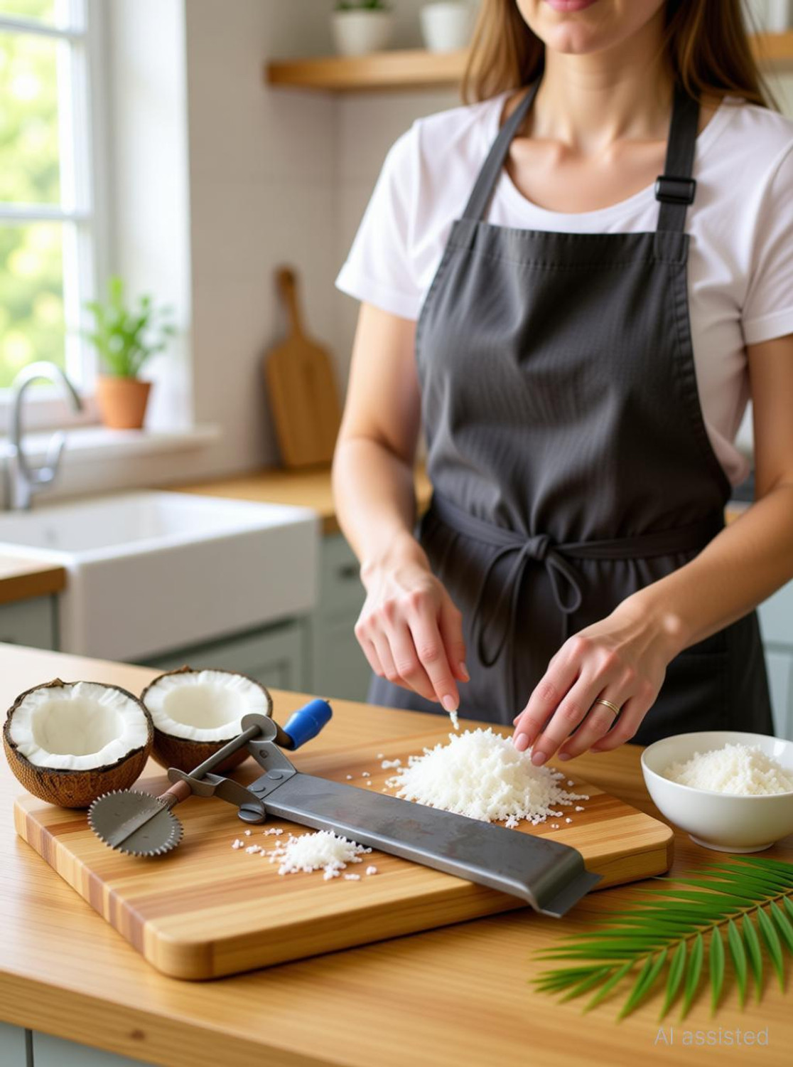 Image of Digi World by Na Classic Handheld Coconut Scraper with Wooden Handle Coconut Scraper