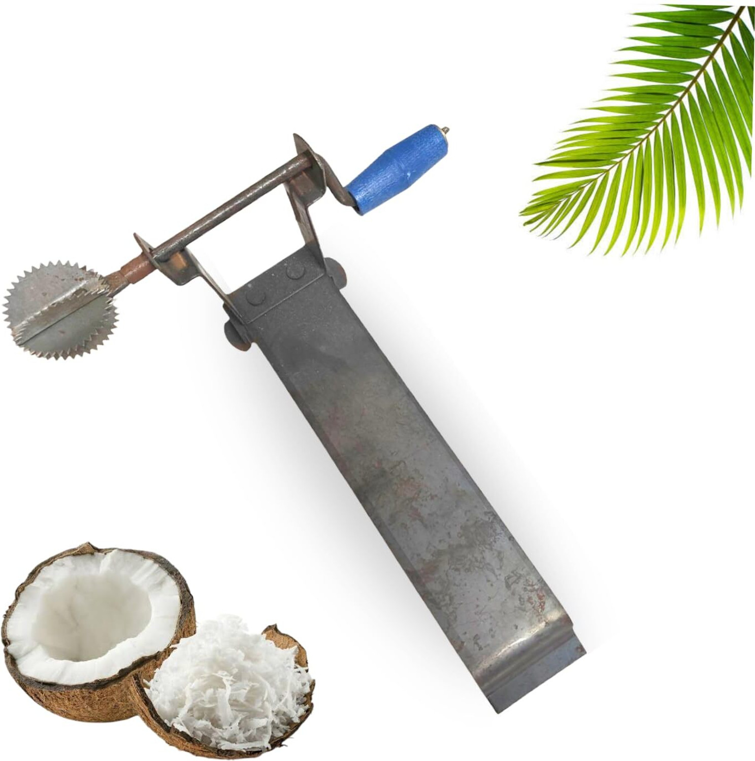 Image of Digi World by Na Classic Handheld Coconut Scraper with Wooden Handle Coconut Scraper