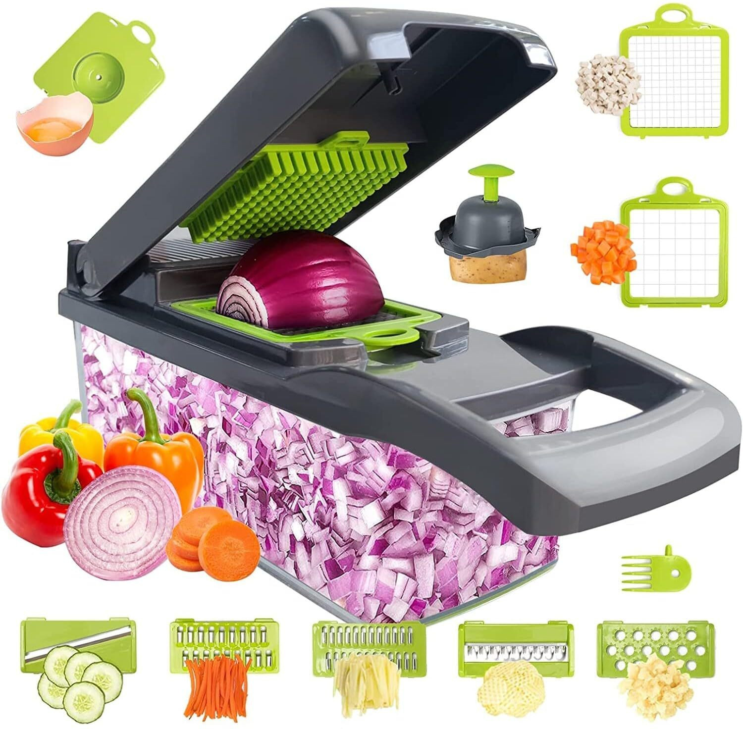 Image of SHIVIM by na 16 in 1 Manual Vegetable Chopper Multipurpose Kitchen Cutter Slicer Dicer Grater Vegetable & Fruit Chopper