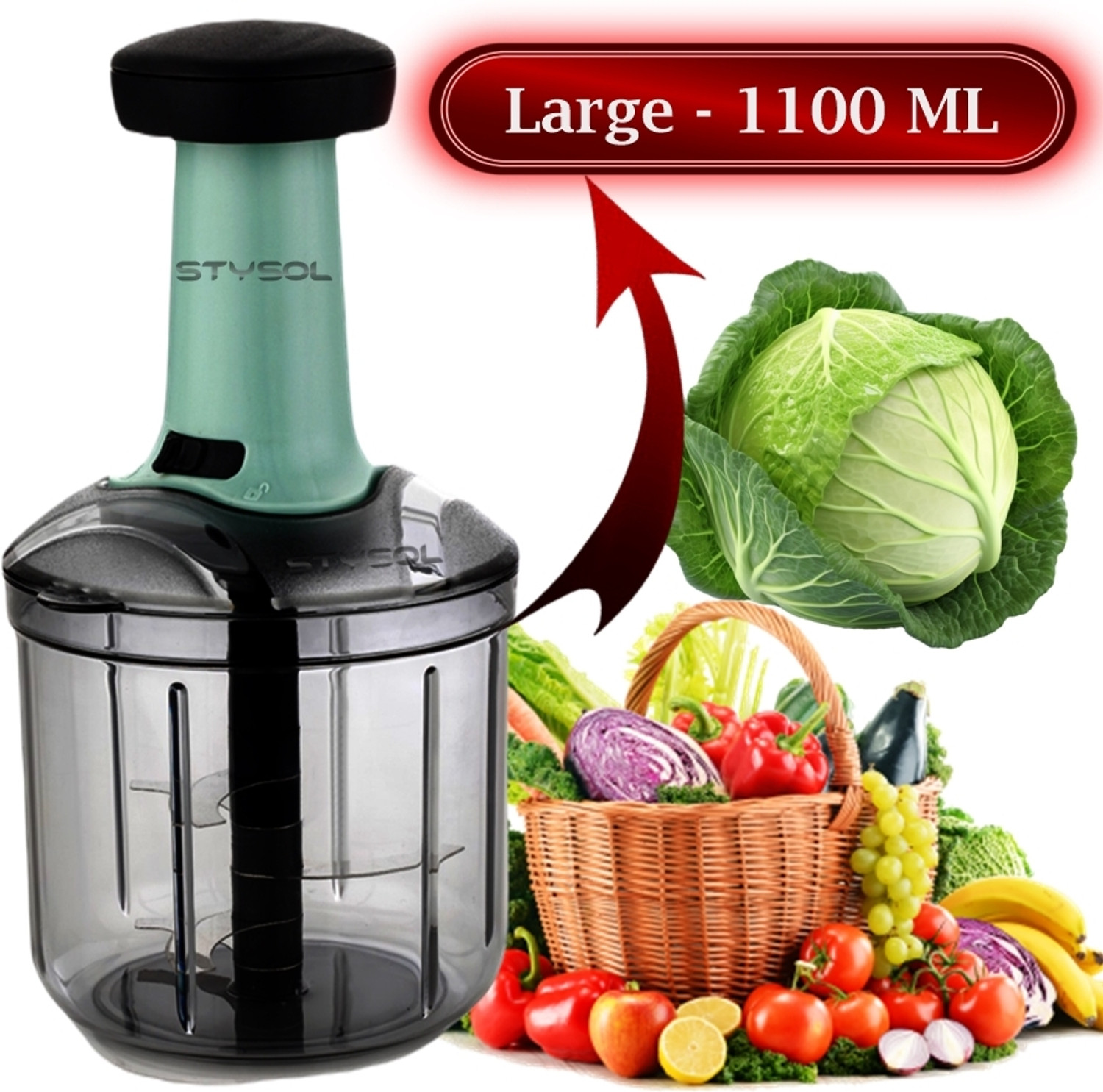 Image of Stysol push chopper for kitchen chooper hand press choper manual food Onion choppers Vegetable & Fruit Chopper