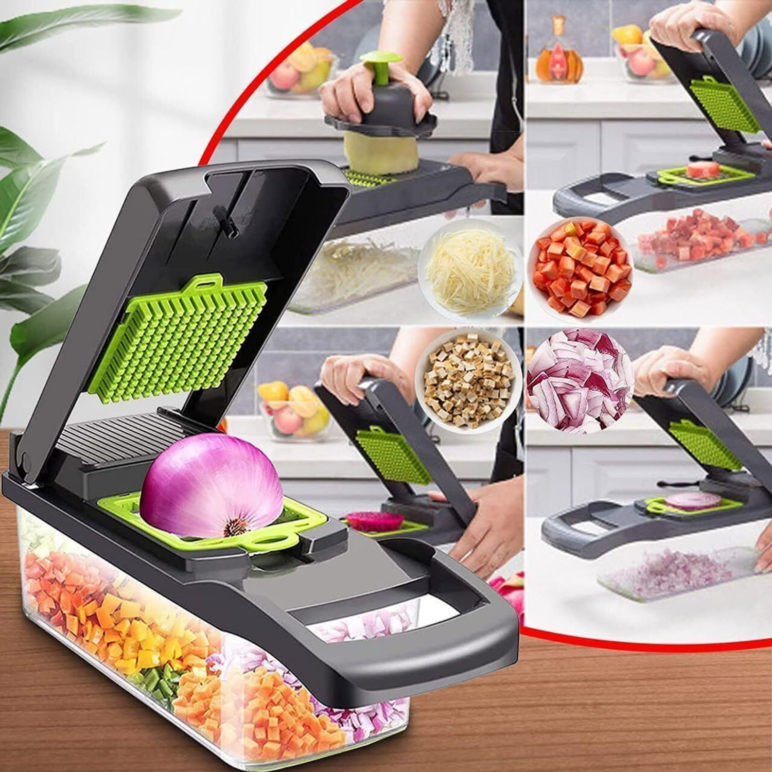 Image of SHIVIM by na 16 in 1 Multipurpose Vegetable Chopper Manual Food Cutter Slicer Dicer Grater Vegetable & Fruit Chopper