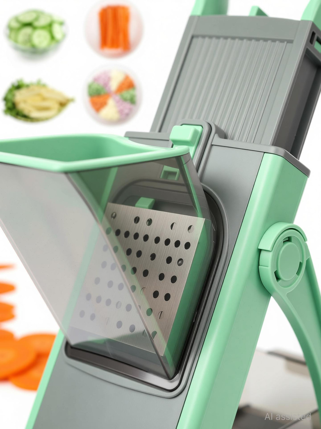 Image of ZENOVIA by Mendoline Vegetable Slicer with Container | Adjustable Blade Slicer | Kitchen Chopper Vegetable & Fruit Grater & Slicer