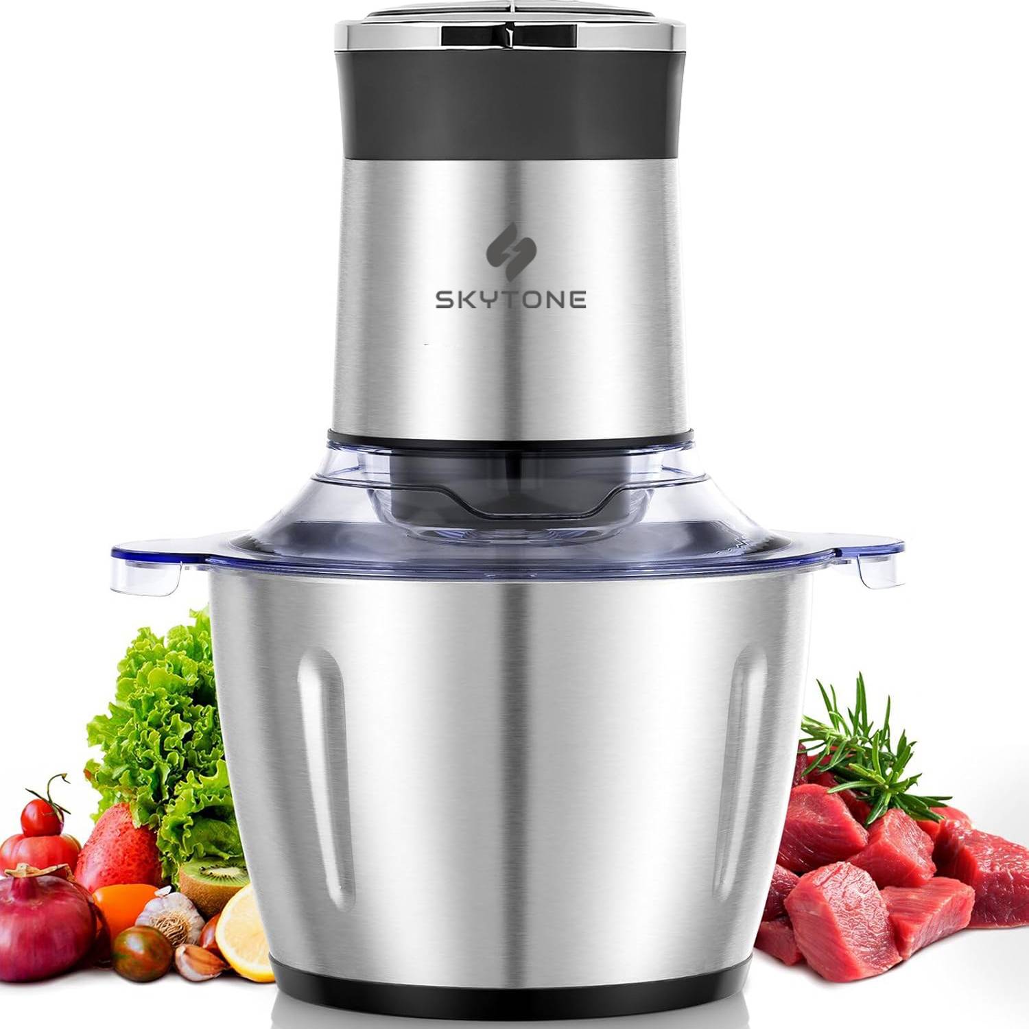 SKYTONE by skytone Stainless Steel Electric 3 Liter Meat Grinders with Bowl 700W Food Chopper Electric Vegetable & Fruit Chopper — Food Processors & Choppers
