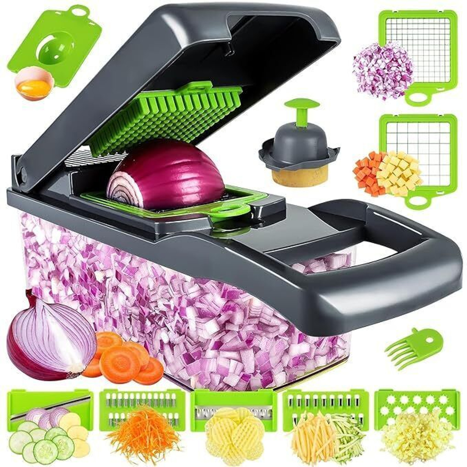 Image of choppering by N /A Homeglame Vegetable Chopper, Onion Chopper 14 in 1 Multifunctional Food Chopper Vegetable & Fruit Chopper