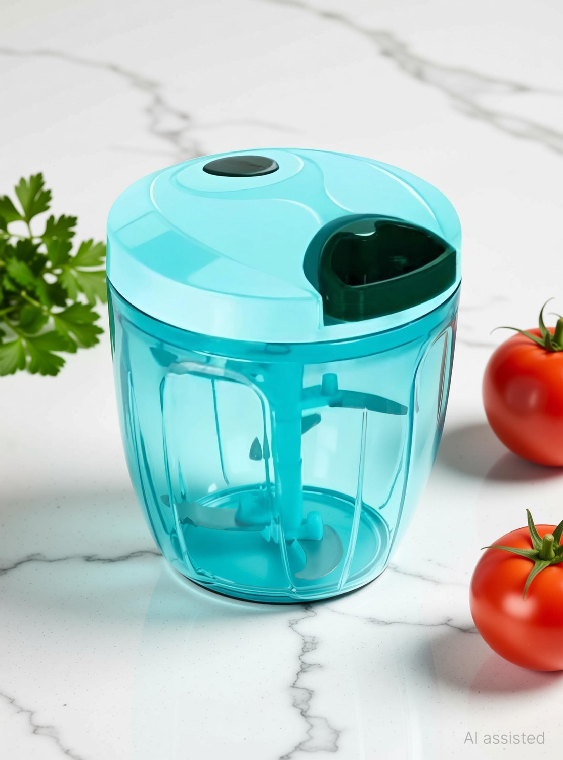 Image of averX by averX Manual Pull Chopper with 5 Stainless Steel Blades - Multi-Function Cutter Vegetable & Fruit Chopper