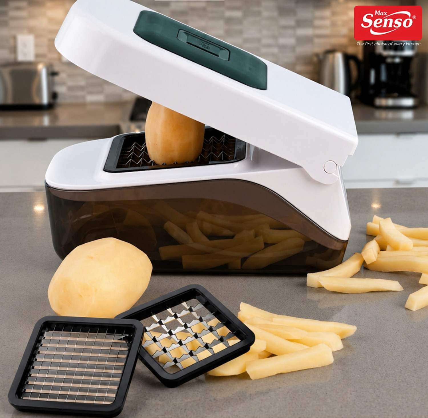 Image of Max Senso Freddy Chipser with Dual Blades , Finger Chips Cutter with Surgical Blades Vegetable & Fruit Chopper