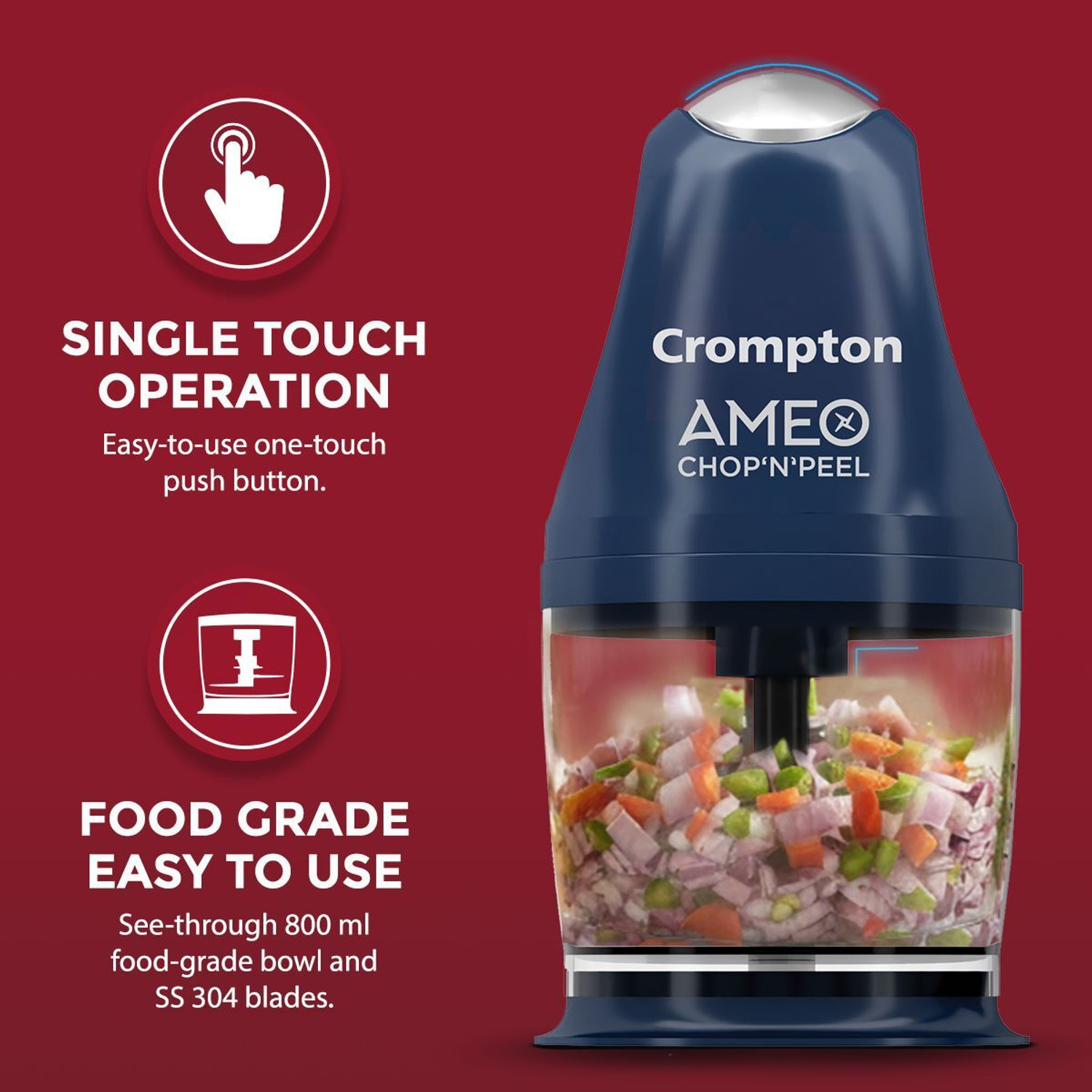 Image of Crompton Ameo Chop'N'Peel Electric Vegetable & Fruit Chopper