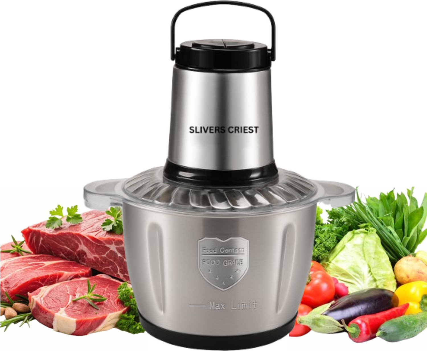 Image of TRIVYOM 3.5L Meat Grinder Stainless Steel with Bowl 600W for Vegetables Fruit & Nuts Electric Vegetable & Fruit Chopper