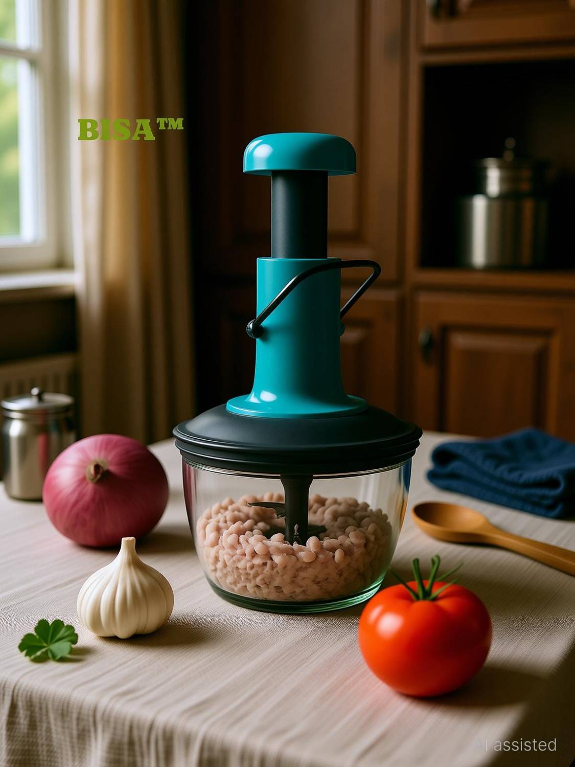 bisa by BISA™ Push Chopper 600ml Round Vegetable & Fruit Chopper