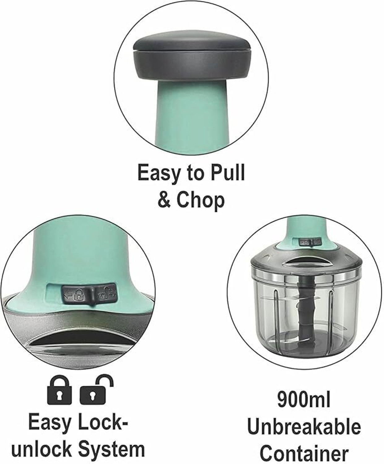 Image of semora Hand Push 900 ML with 4 Stainless Steel Blades Multi Purpose (Pack of 1) Vegetable & Fruit Chopper