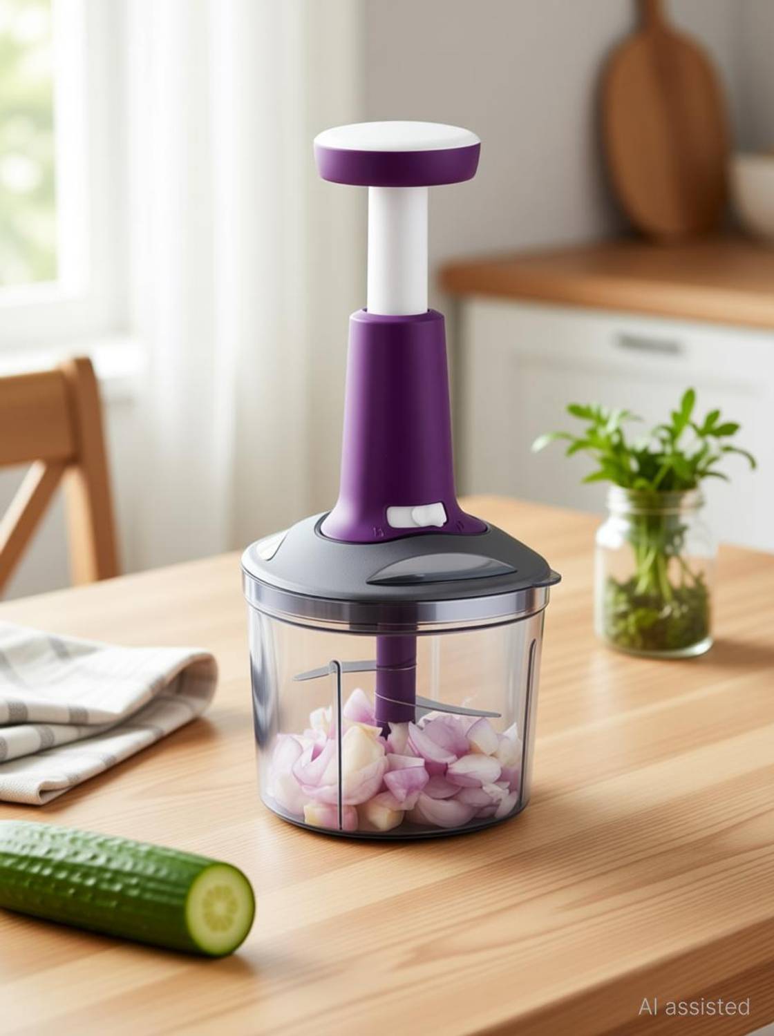 Housenest by Homenest New 2 In 1 1100Ml push vegetable chopper Vegetable & Fruit Chopper — Knives & Chopping Tools