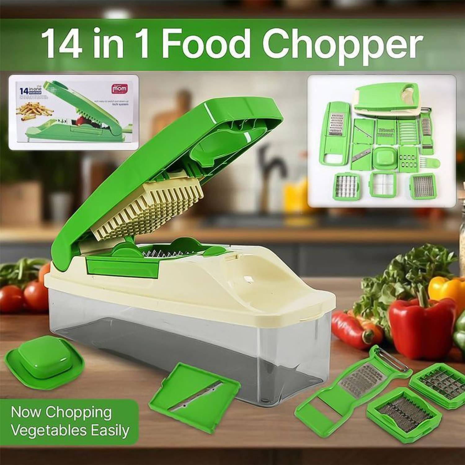 Original Nicer Dicer Supermom 14 In Nicer Dicer Vegetable Fruit Chopper Grater, Slicer Cutter Set Chopper
