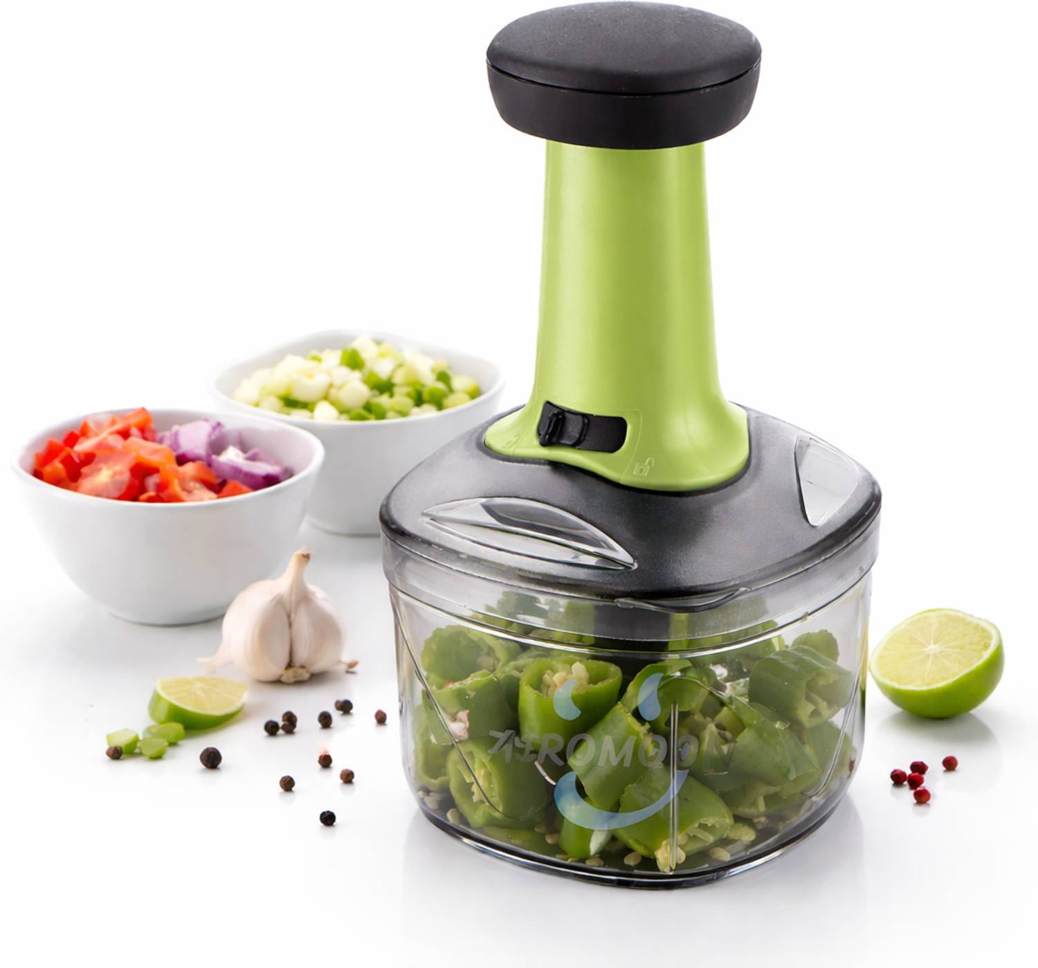 AIROMOON Multipurpose High Quality Food Grade Plastic Vegetable Chopper 4 Blades, 750 ml Vegetable & Fruit Chopper