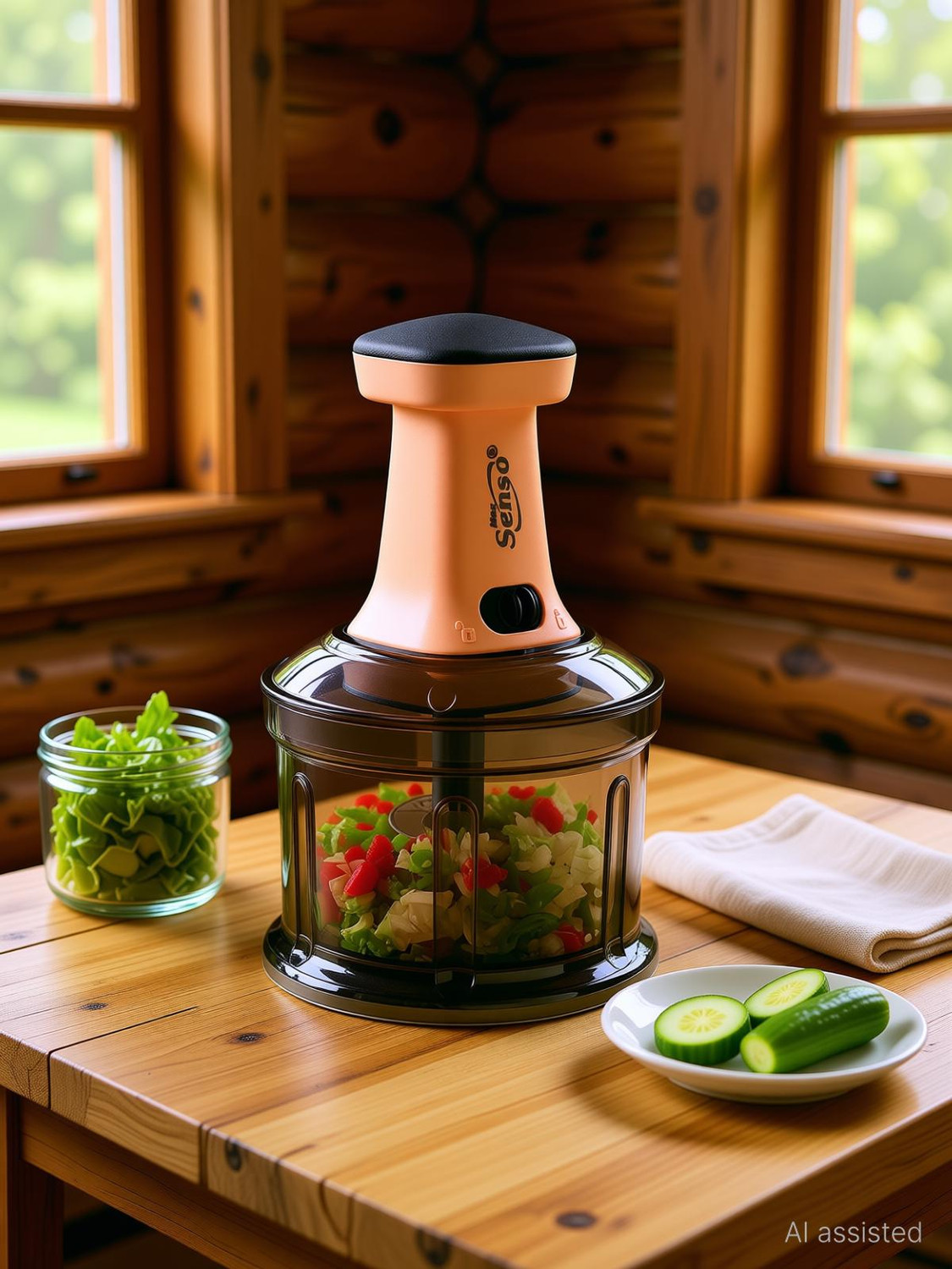 Image of Max Senso Unbreakable Push Chopper Vegetable Chopper with Sharp Steel Blades Onion Chopper Vegetable & Fruit Chopper