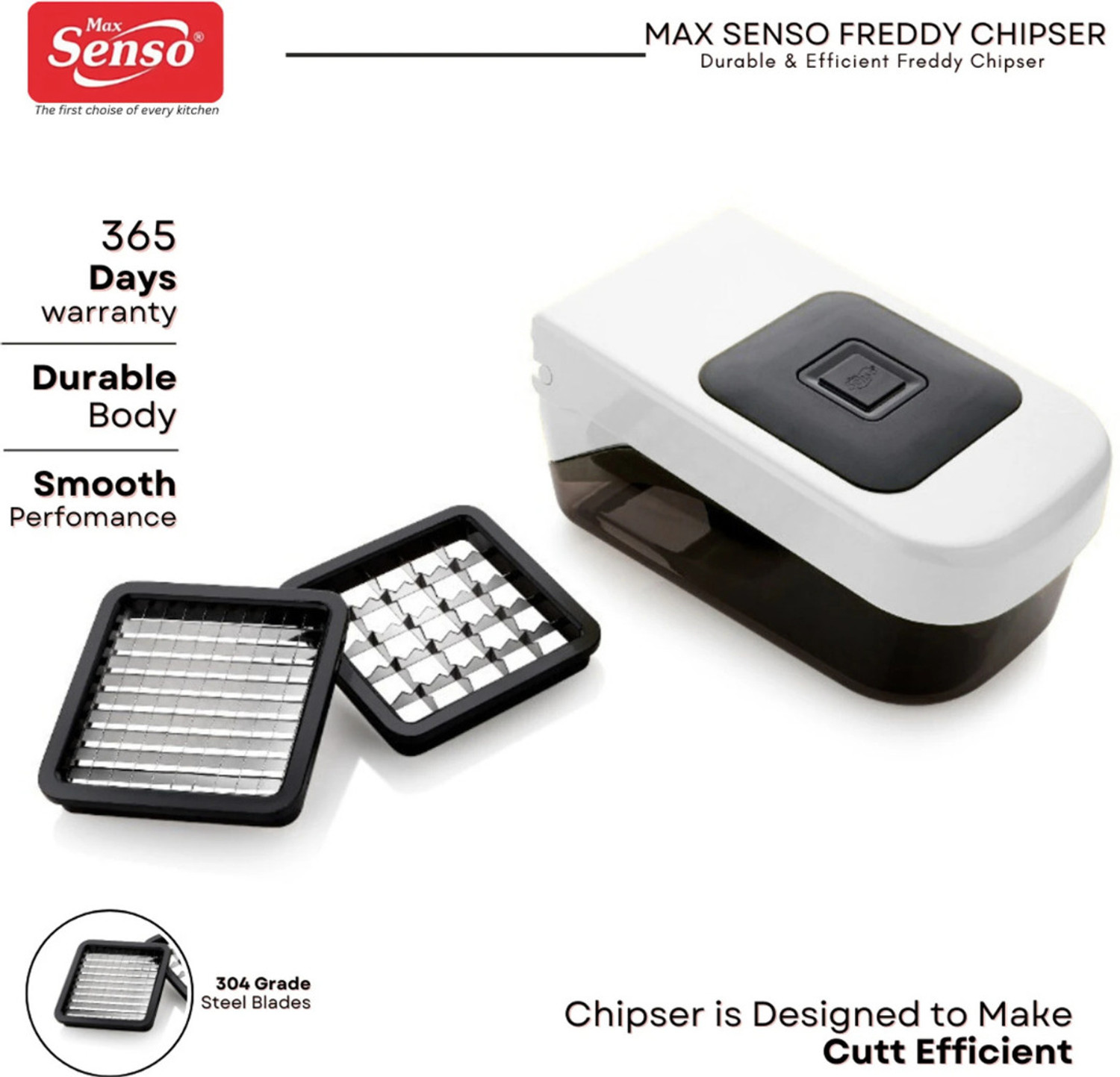 Image of Max Senso Freddy Chipser with Dual Blades , Finger Chips Cutter with Surgical Blades Vegetable & Fruit Chopper