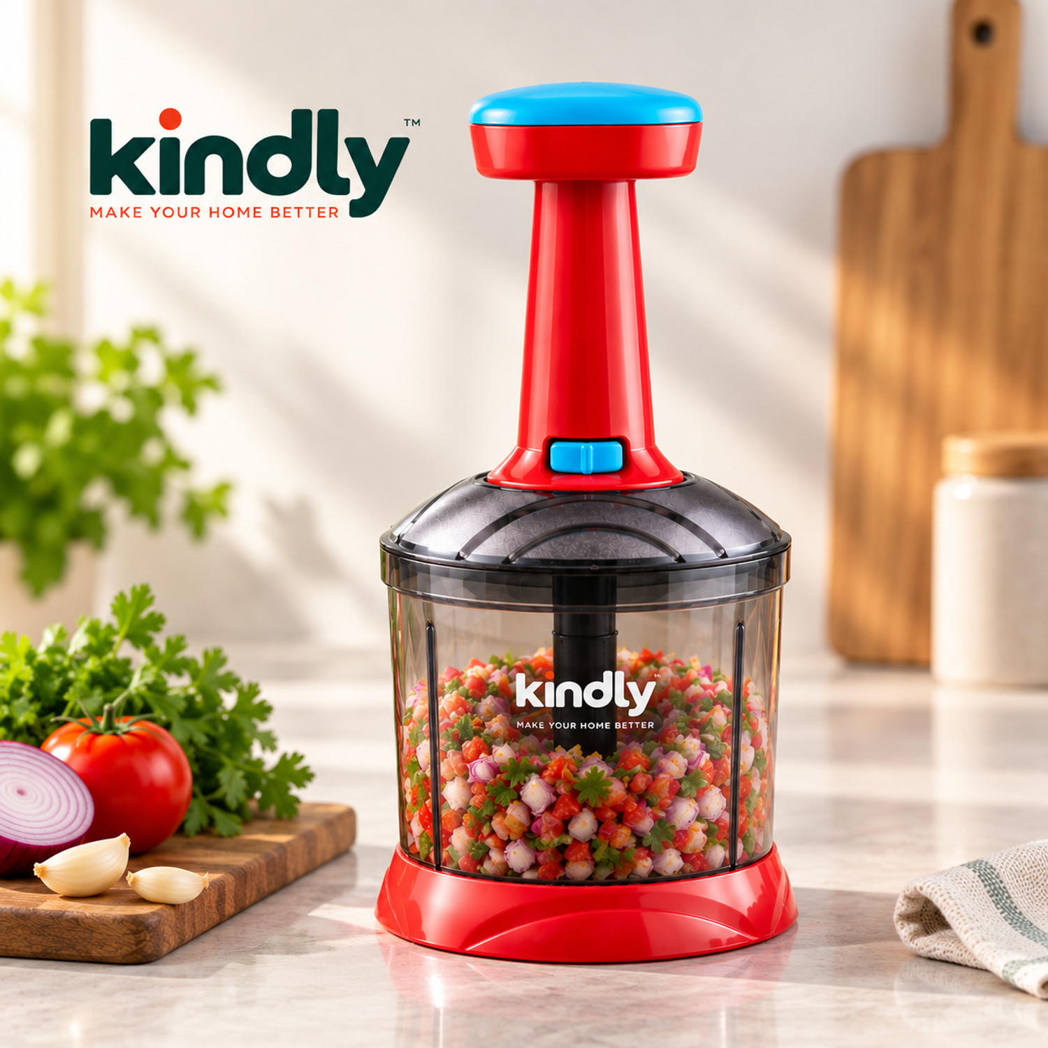 Image of Kindly Vegetable Chopper for Kitchen Chopper Hand Push Vegetable Cutter | Onion Cutters Vegetable & Fruit Chopper (1 chopper)