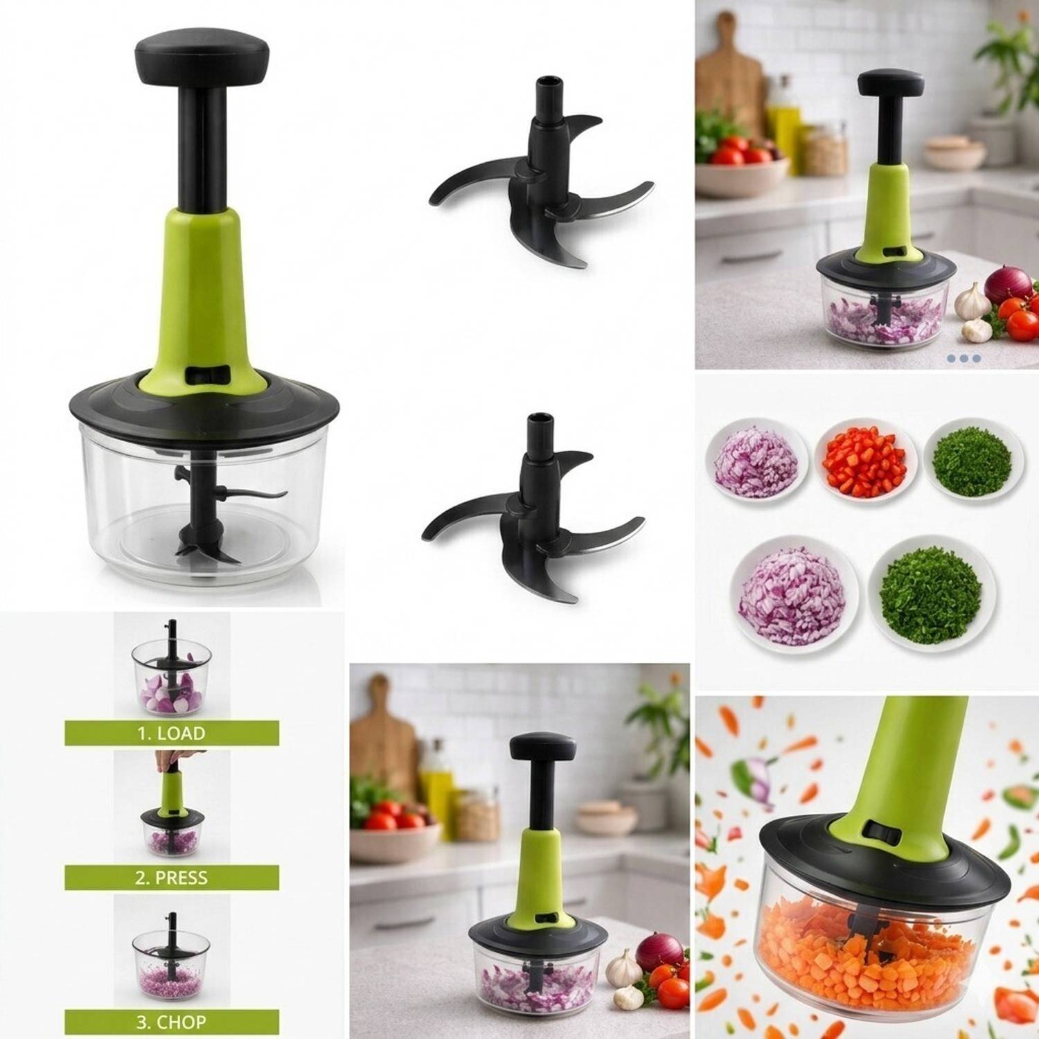 Armony Hand Push 4 Stainless Steel Blade Vegetable & Fruit Chopper Model 617 Vegetable & Fruit Chopper