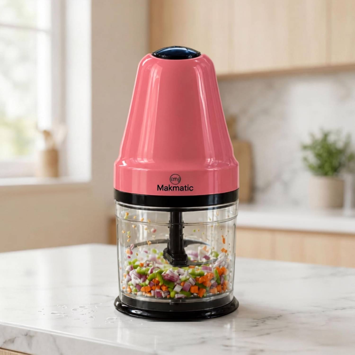 Makmatic by Makmatic Electric Chopper 300 Watt, 500ml, 3 Stainless Steel Blades for Chopping Electric Vegetable & Fruit Chopper — Food Processors & Choppers