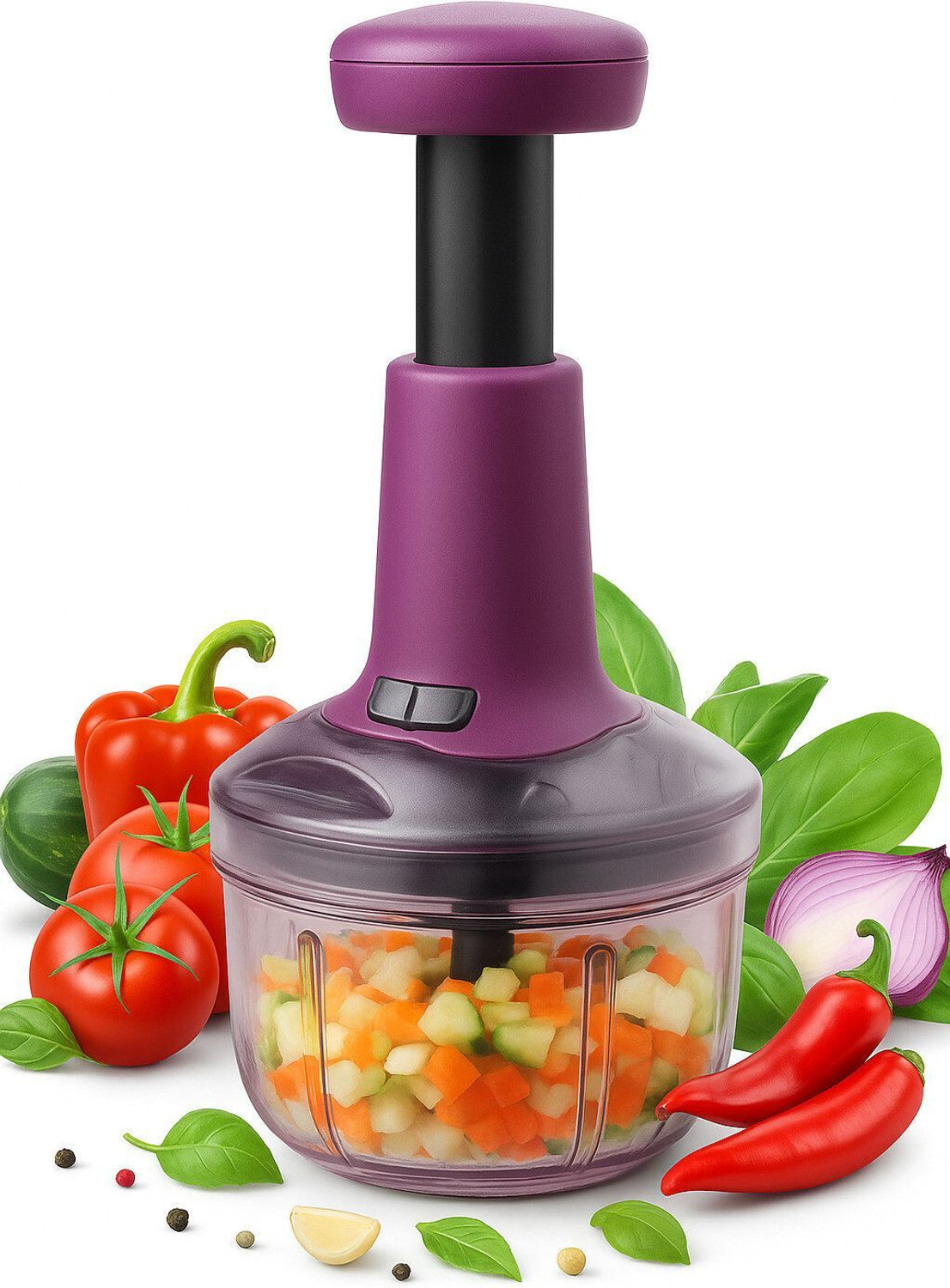Image of Ecodex Manual Push Vegetable Chopper Mixer Cutter to Cut Onion, Salad, Tomato, Potato Kitchen Tool Set