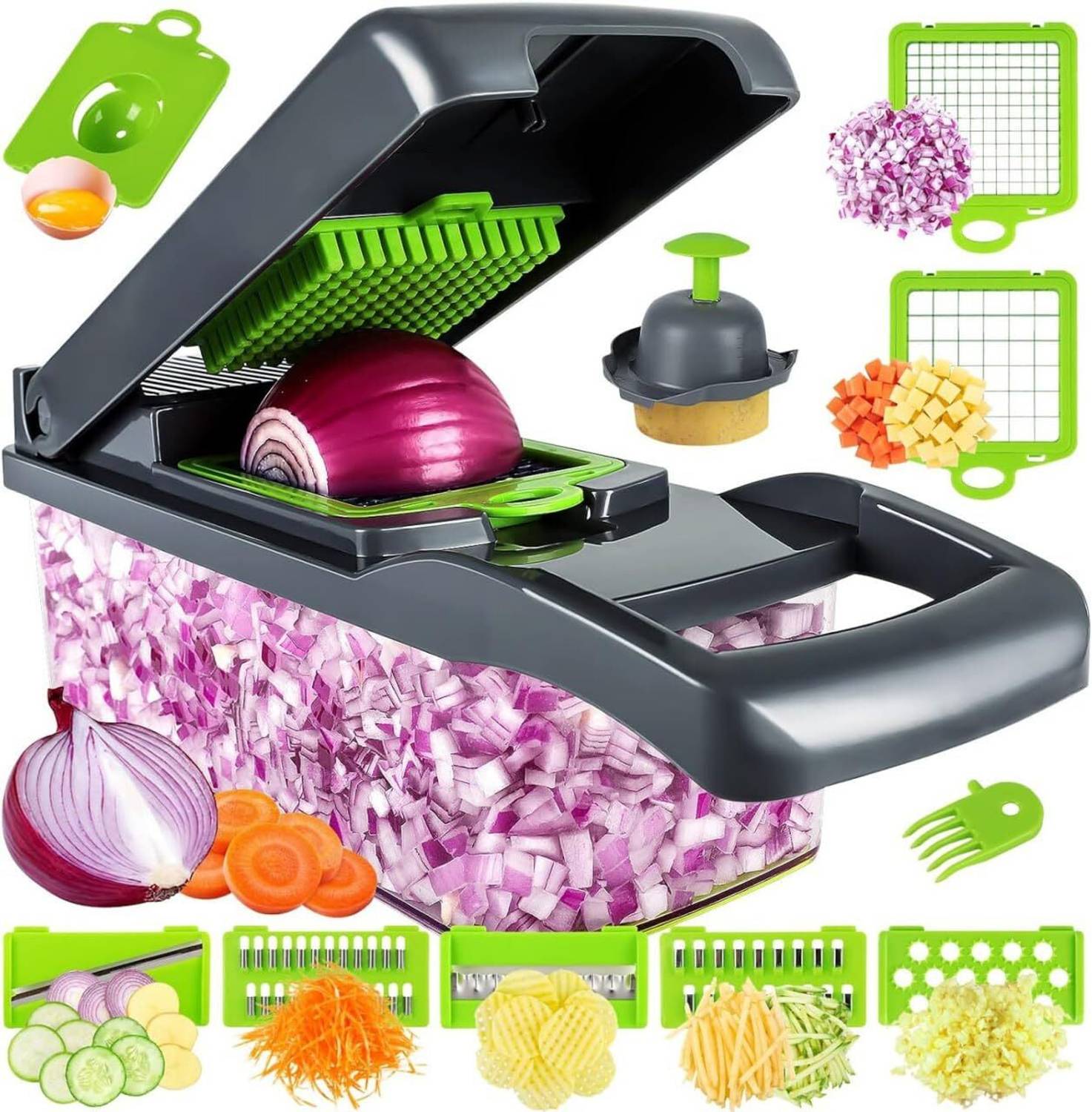SHIVIM by na 14 in 1 Vegetable Chopper Slicer Dicer Cutter Grater Peeler with Container Vegetable & Fruit Chopper