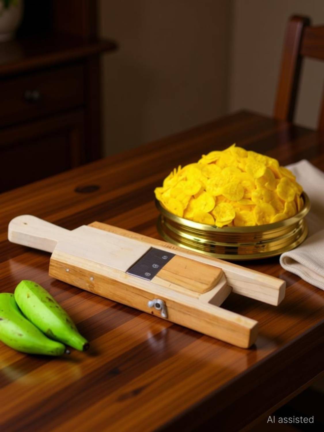CEESHA Traditional Double-Side Bajji Chopper Wooden Vegetable Cutting Tool Vegetable & Fruit Grater & Slicer