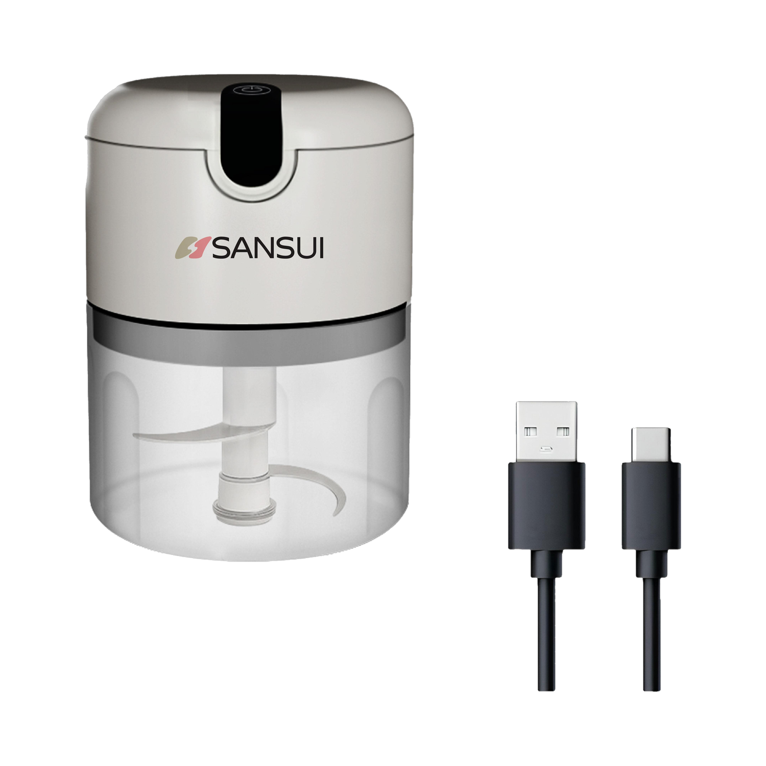 Sansui Rechargeable Mini Electric Chopper 250ml SS Blade Powerful Motor Electric Vegetable Chopper — Food Processors & Choppers