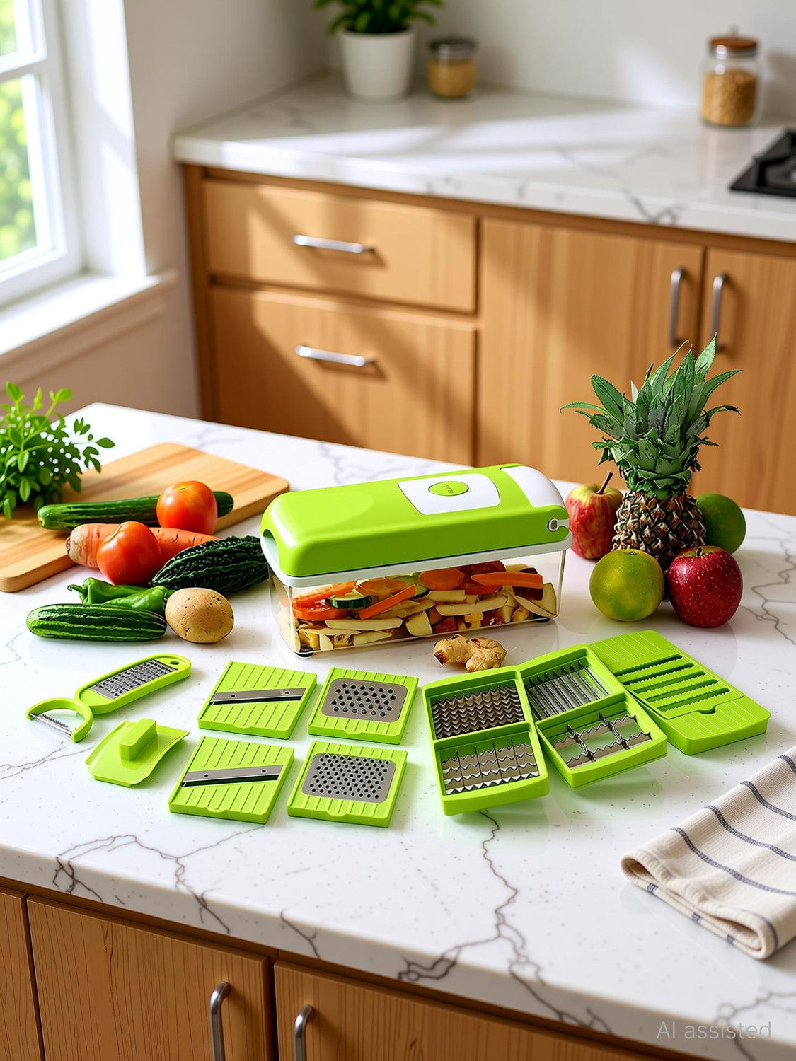 Image of kayru Kitchen Multipurpose 12 in 1 Vegetable and Fruit Chopper /Cutter /Greater /Slicer Vegetable & Fruit Grater & Slicer (12 in 1 nicer dicer)