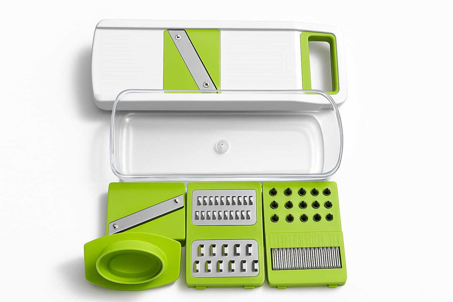 Image of salujahouse by no 6-in-1 Vegetable Slicer for Kitchen Multi-Purpose, Stainless Steel Blades Vegetable & Fruit Grater & Slicer