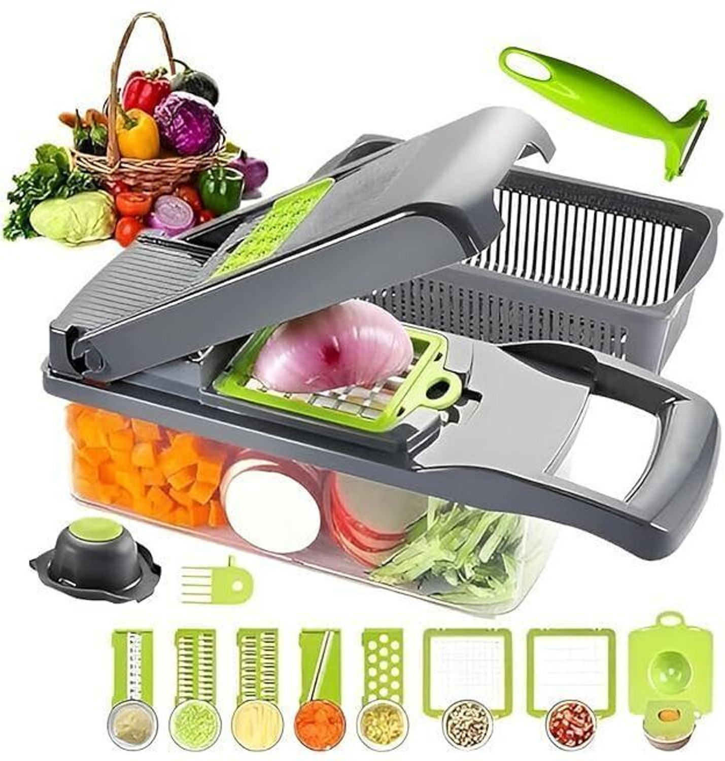 Image of SHIVIM by na 16 in 1 Multipurpose Vegetable Chopper Manual Food Cutter Slicer Dicer Grater Vegetable & Fruit Chopper