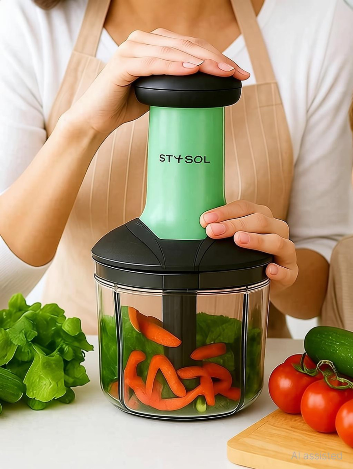 Image of Stysol push chopper for kitchen chooper hand press choper manual food Onion choppers Vegetable & Fruit Chopper