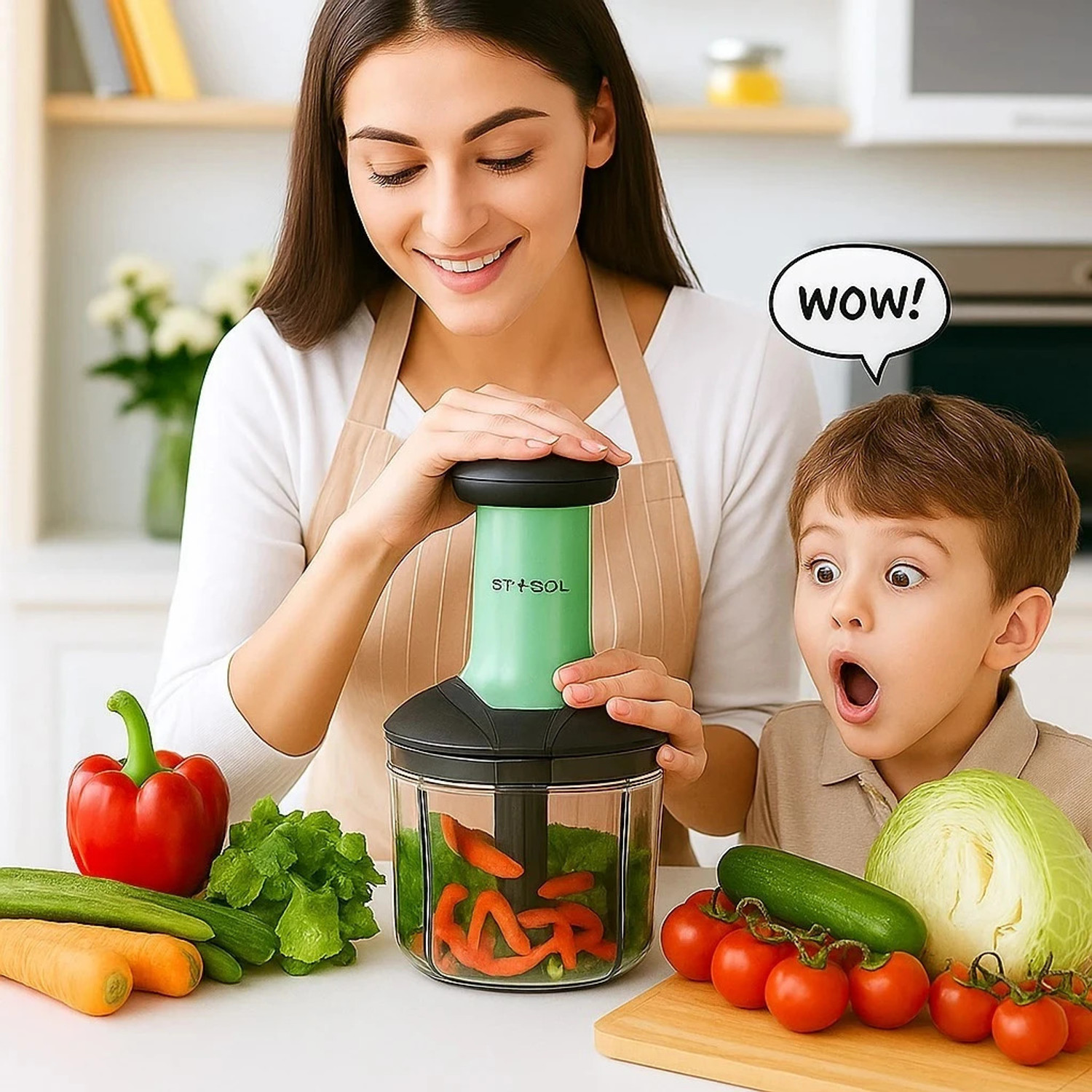 Image of Stysol push chopper for kitchen chooper hand press choper manual food Onion choppers Vegetable & Fruit Chopper