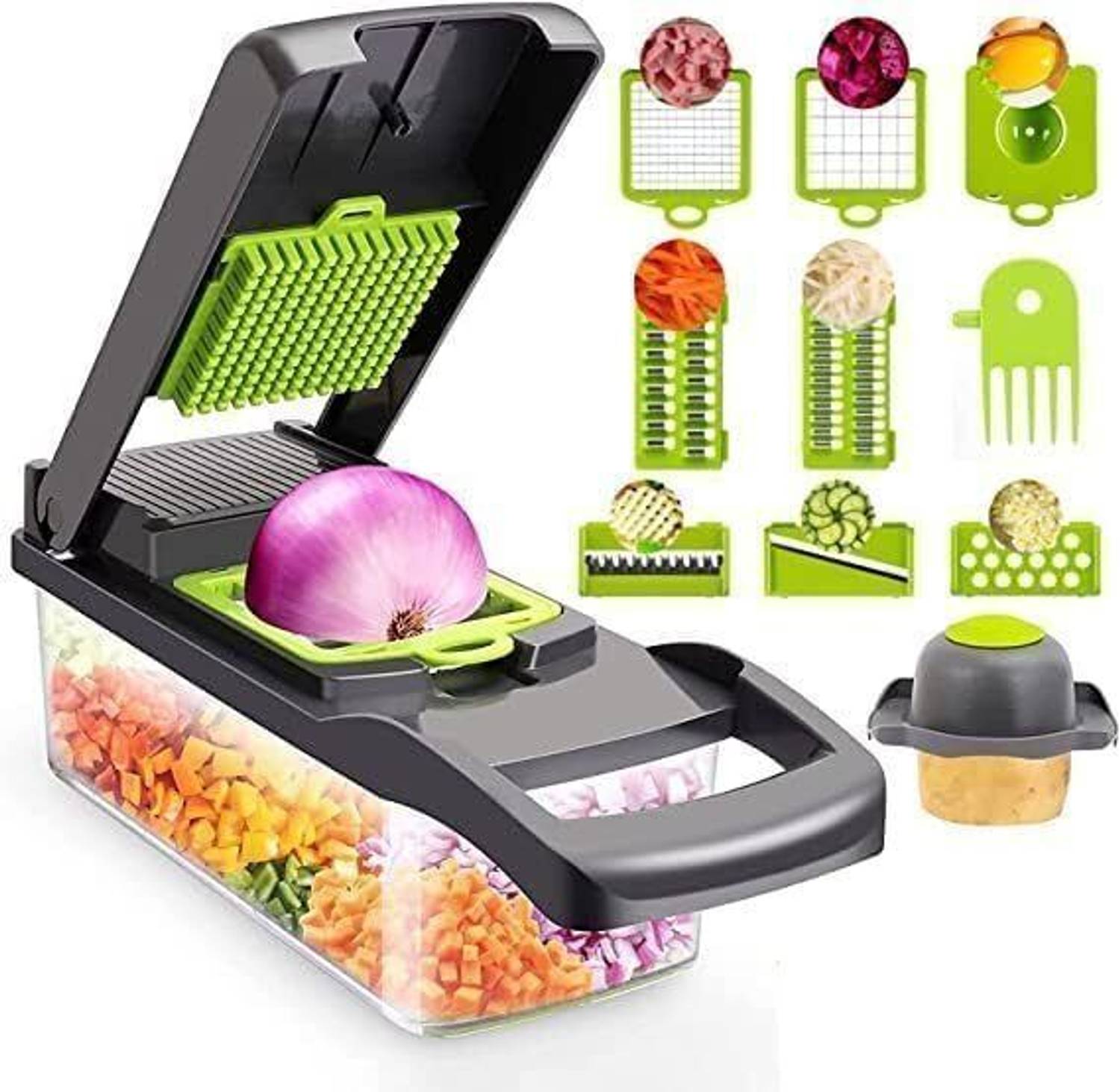 BARAGOKUL ENTERPRISE 14 in 1 Vegetable Chopper with Container, Multi-Blade Kitchen Slicer Set Vegetable & Fruit Chopper