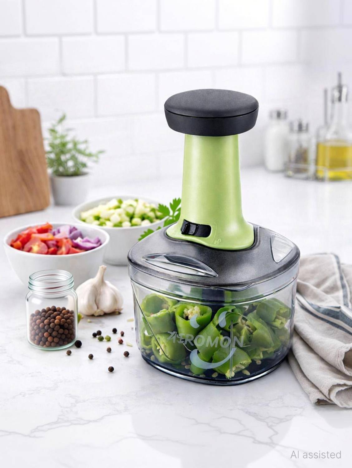 AIROMOON Vegetable and Fruit Cutter Chopper with Easy Push and Close Button Vegetable & Fruit Chopper