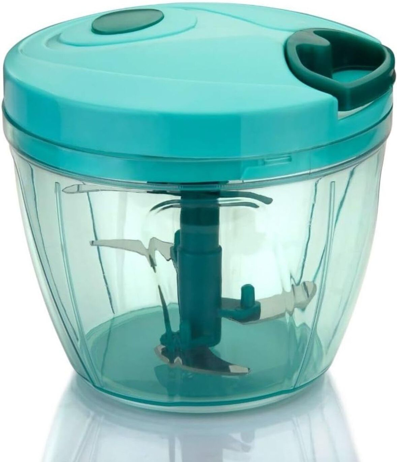Image of HARDIK SHAH ENTERPRISES by Hardik Shah Enterprises Vegetables & Fruits, 650ML Hand Press Chopper with 3 Stainless Steel Blades Vegetable & Fruit Chopper