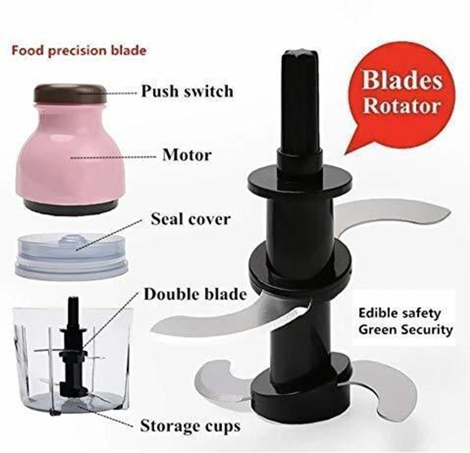 Image of Lariox Multipurpose Food Chopper Food Processor Blenders Mini Blender Mixers & Grinder Capsule Cutter Quatre Mini Electric Blender 230 W Food Processor (Pink)