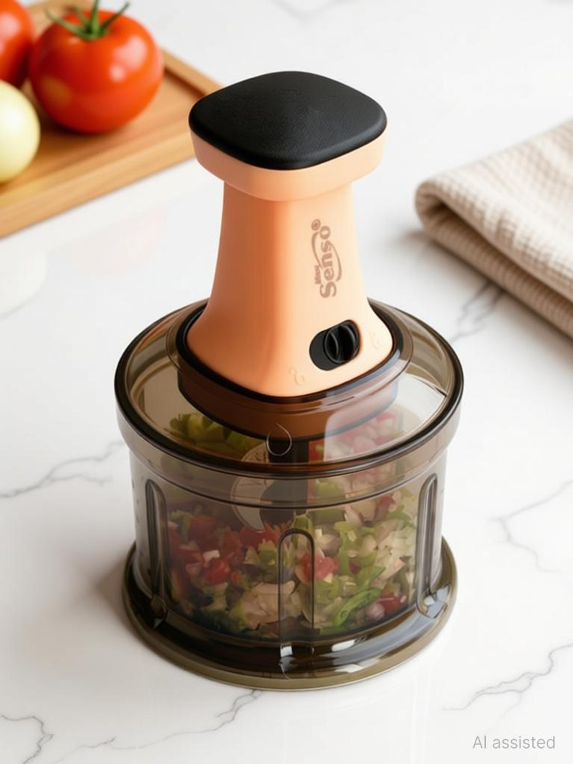 Image of Max Senso Unbreakable Vegetable Push Chopper With Anti Slip Base And Sharp Steel Blades Vegetable & Fruit Chopper