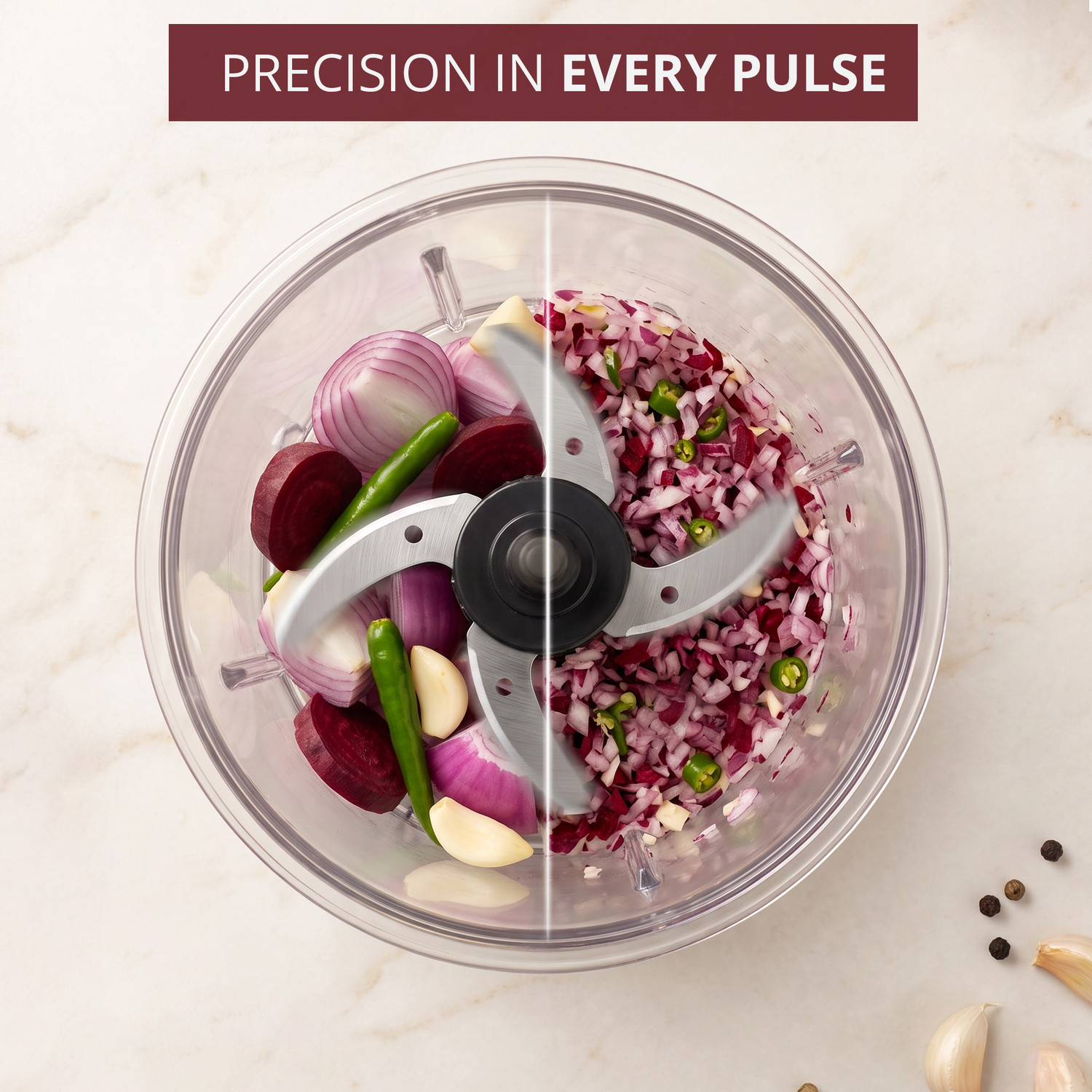 Image of iBELL iBELL Multipurpose ElectricChopper,4 SS Blades,400W ,Vegetables, Fruits, Nuts Electric Vegetable & Fruit Chopper