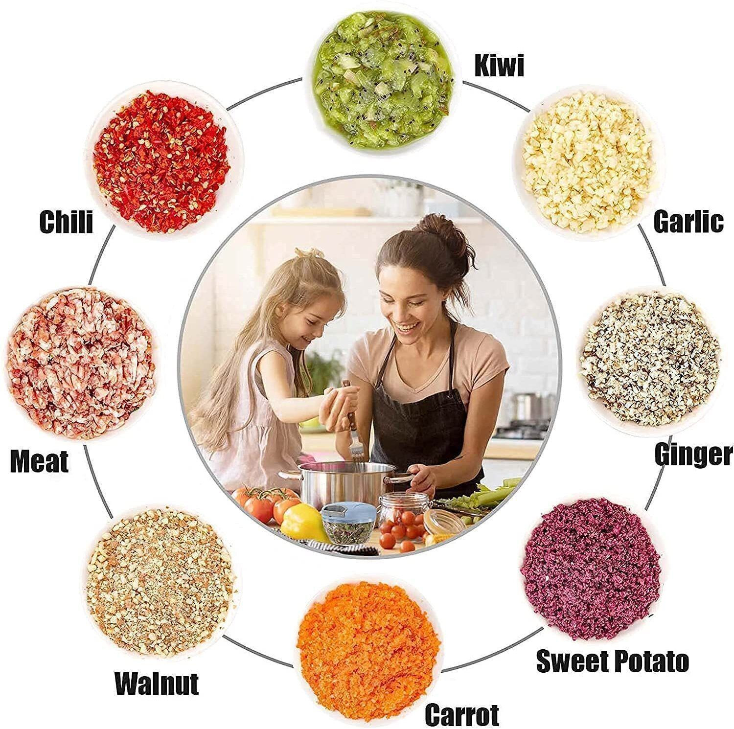 Image of JYORESHA Manual Hand Press Push Chopper Mixer Cutter with Blades for Effortless Chopping Vegetable Chopper