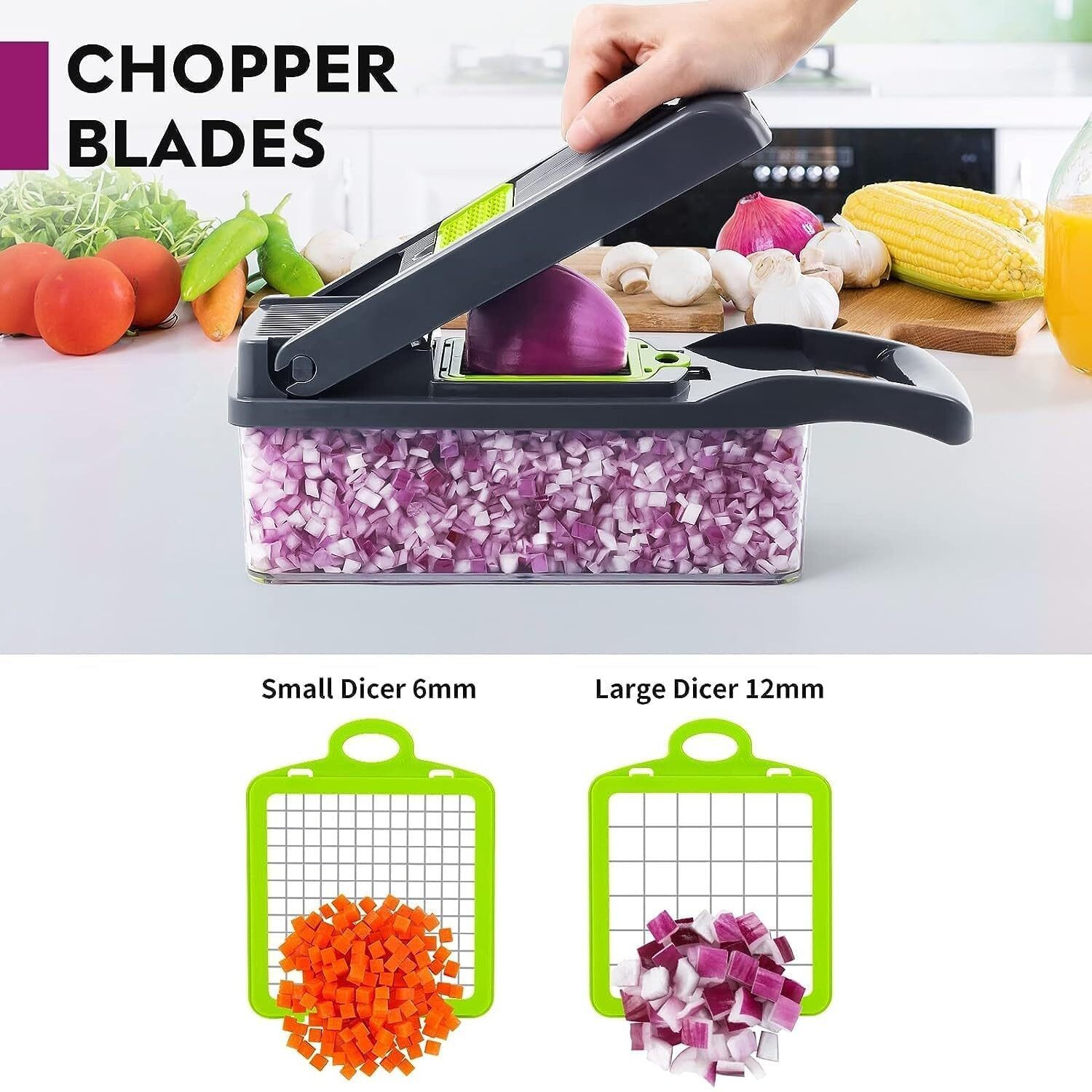 Image of SHIVIM by na 14 in 1 Vegetable Chopper Slicer Dicer Cutter Grater Peeler with Container Vegetable & Fruit Chopper
