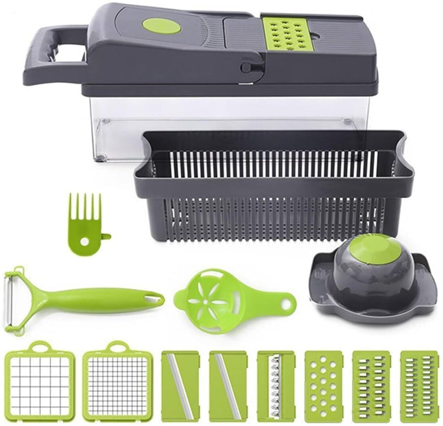 Image of CUFLLYEE by NA 14 in 1 Multipurpose Chopper, Fruits & Vegetable Cutters, Grater Peeler Chipser Vegetable & Fruit Chopper